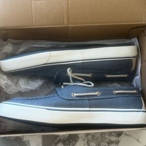 Brand new men’s sperry hemp blue boat shoes